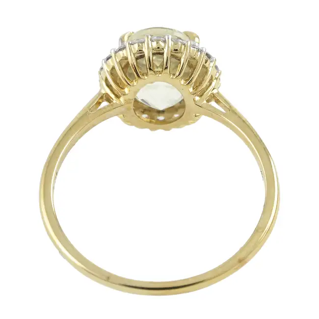 9ct gold spodumene & gem cluster ring