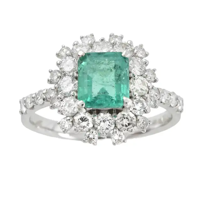 18ct gold emerald and diamond ring