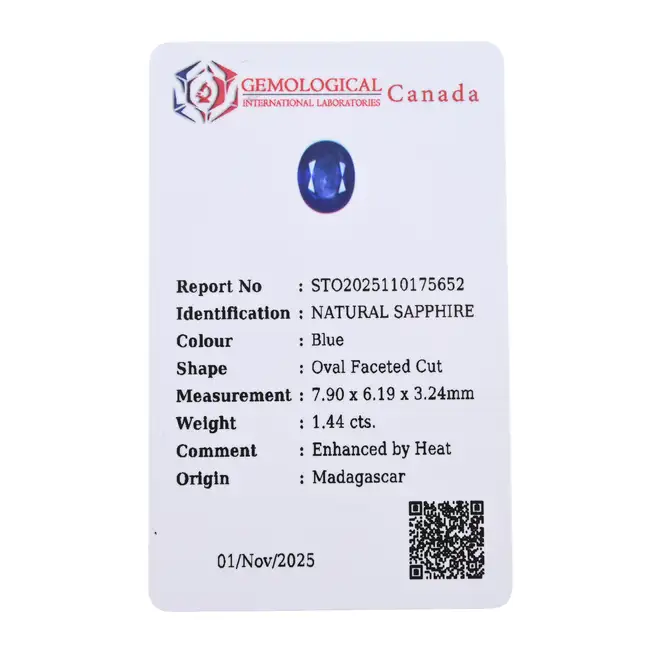 Oval-shape sapphire, 1.44ct
