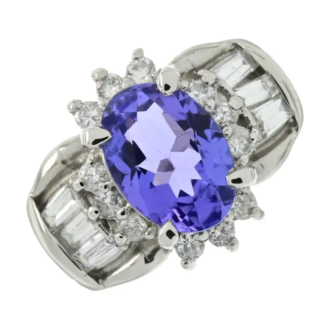 Tanzanite & diamond cluster ring