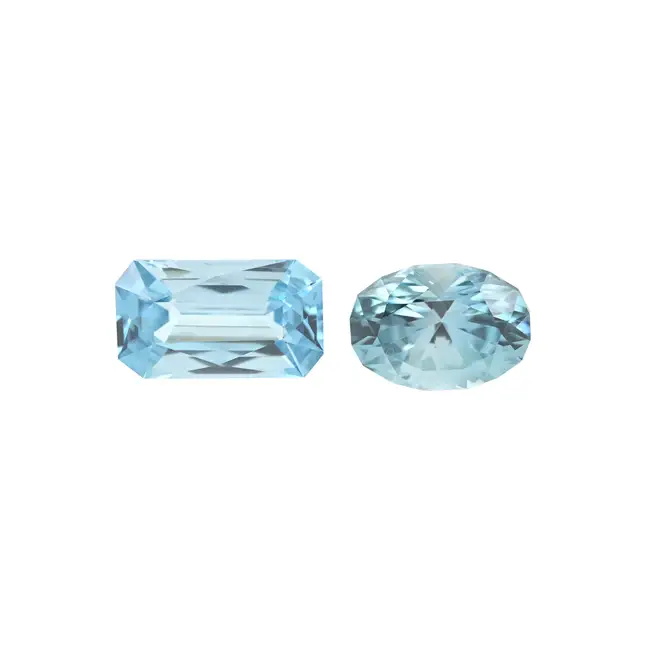 Two vari-shape blue zircons, 4.58ct