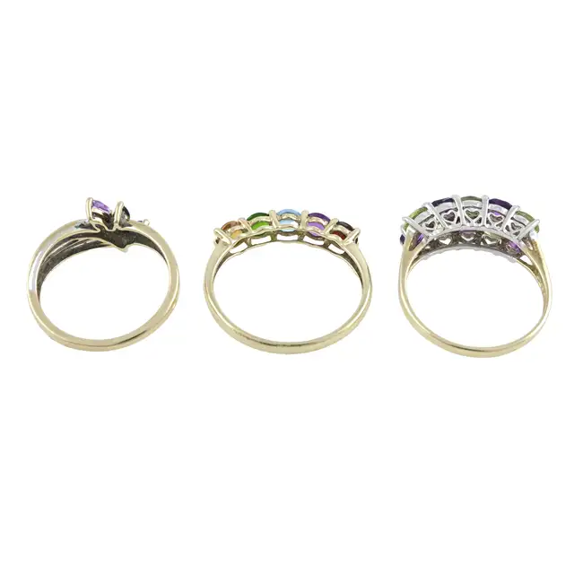 Three gem-set rings, two 9ct gold