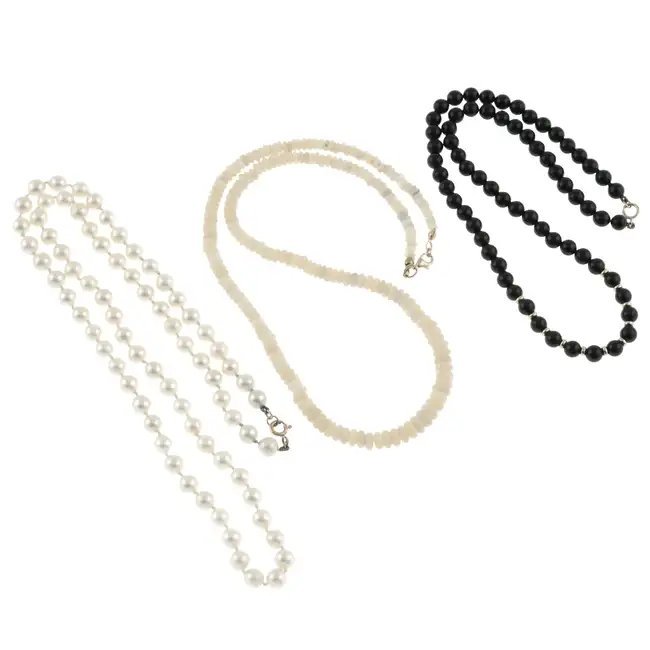 Three gem bead necklaces