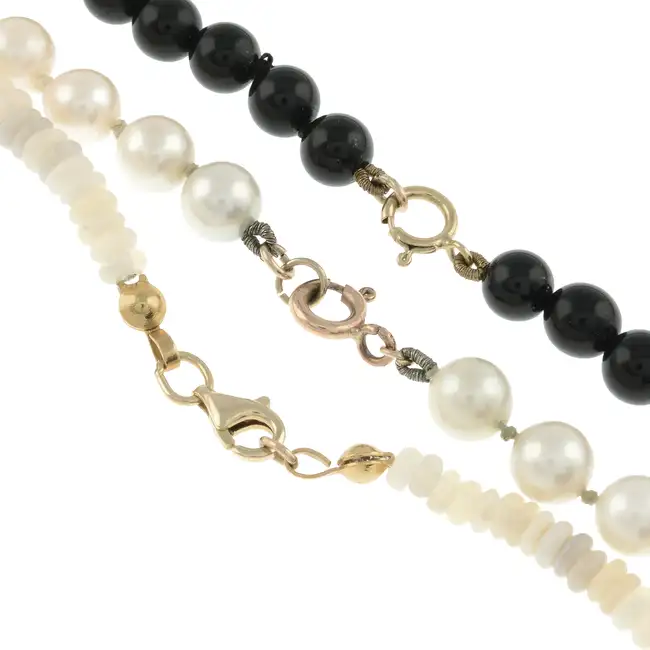 Three gem bead necklaces