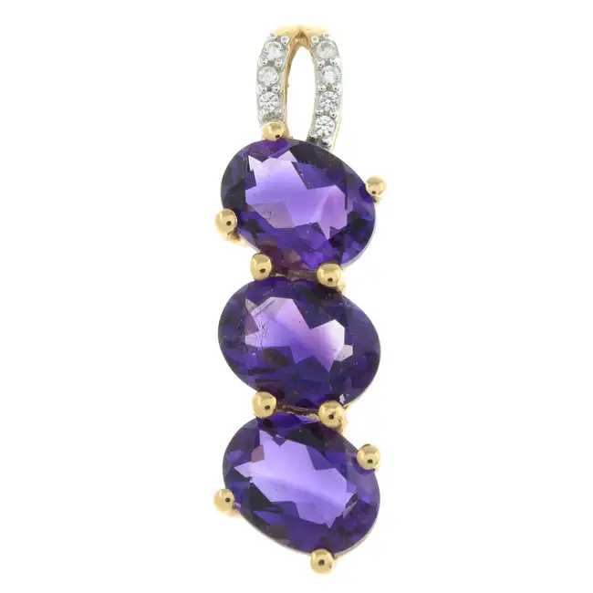 9ct gold amethyst & gem pendant