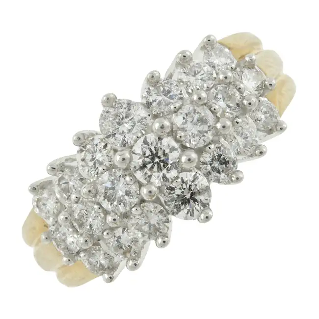 Diamond three-row dress ring
