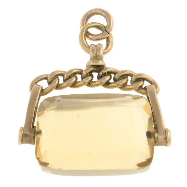  Early 20th century 9ct gold citrine swivel fob