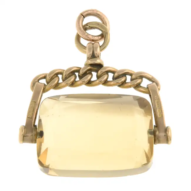  Early 20th century 9ct gold citrine swivel fob