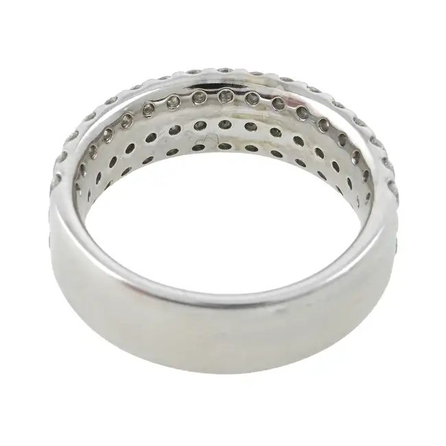 18ct gold diamond three-row band ring