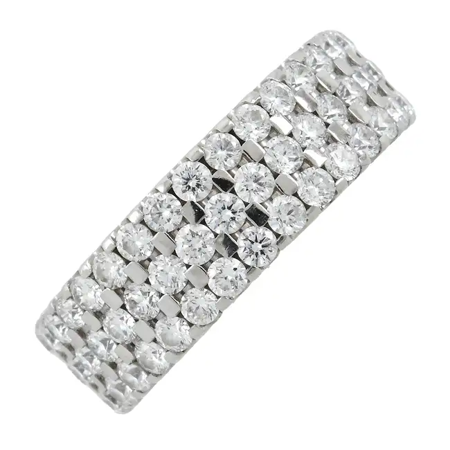 18ct gold diamond three-row band ring