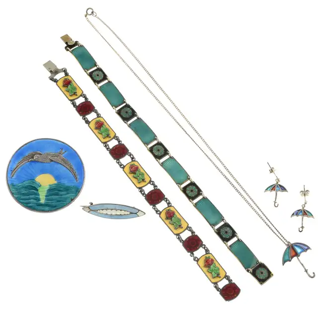 Selection of enamel jewellery