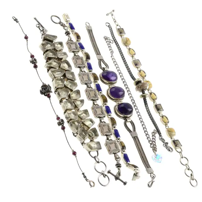 Eight gem-set bangles