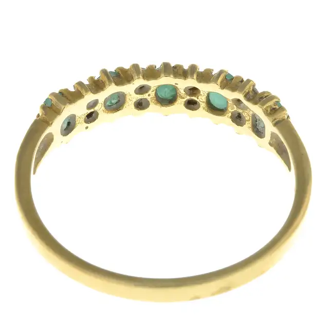 18ct gold emerald & diamond half eternity ring