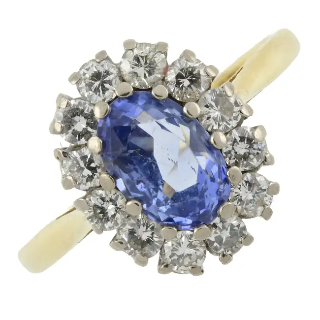 18ct gold sapphire & diamond cluster ring