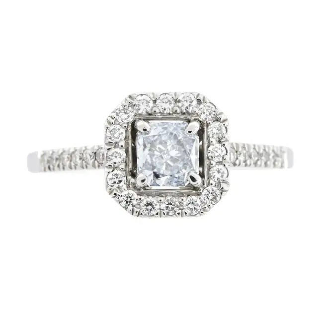 18ct gold Fancy Light Blue diamond and diamond cluster ring