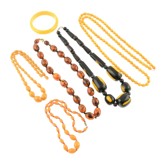 Selection of bead necklaces & a bangle