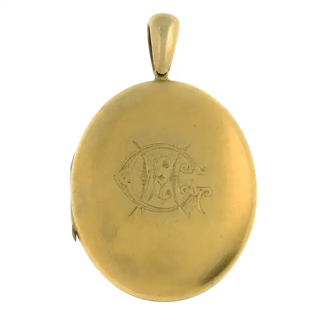 Late 19th century engraved monogram locket pendant