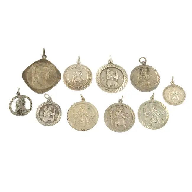Ten 'St. Christopher & Christ child' pendants