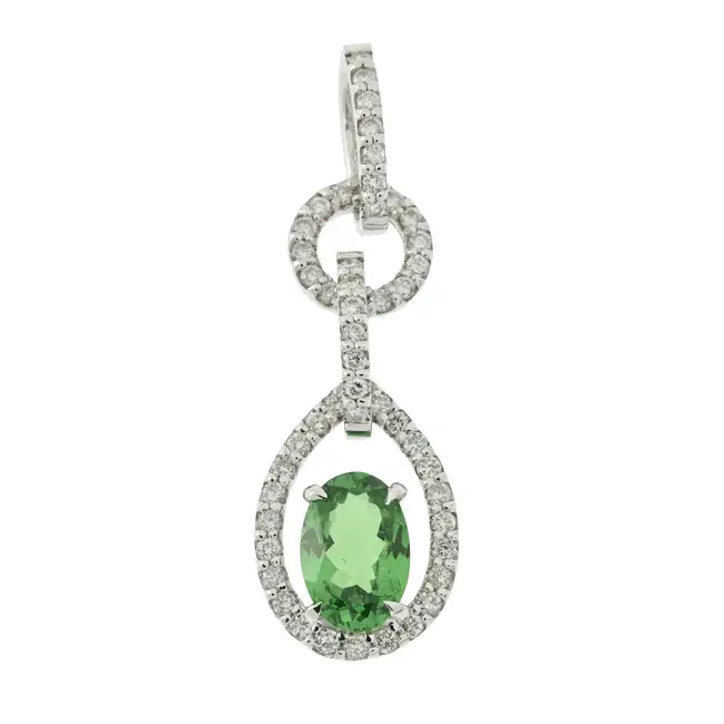 18ct gold garnet & diamond pendant