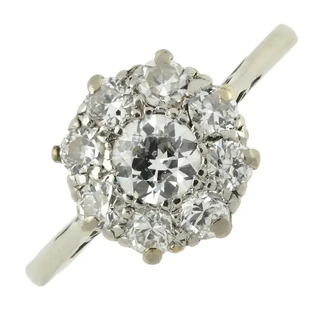 Mid 20th century diamond cluster ring