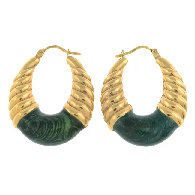 9ct gold enamel hoop earrings