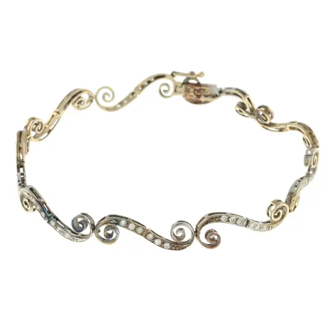 18ct gold diamond scroll-link bracelet