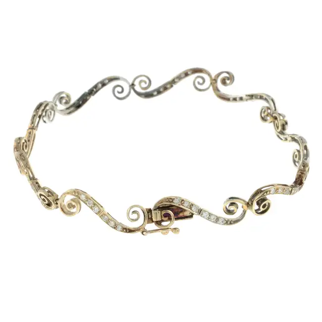 18ct gold diamond scroll-link bracelet