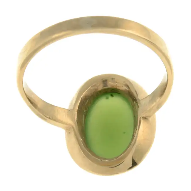 Green agate & marcasite cluster ring