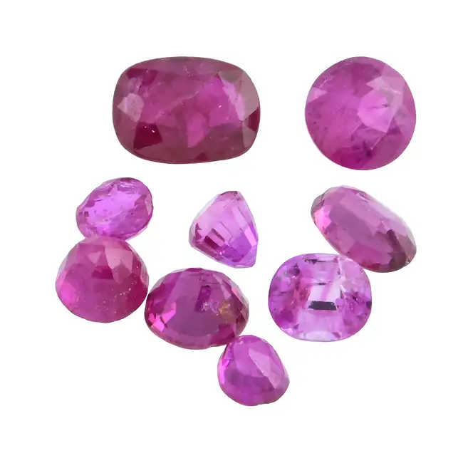 Nine vari-shape rubies, 5.12ct