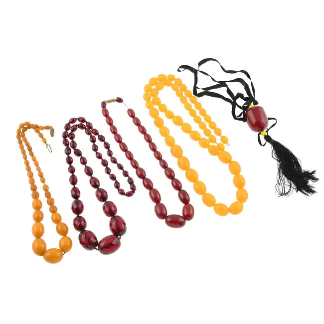 Selection of Bakelite & plastic bead necklaces