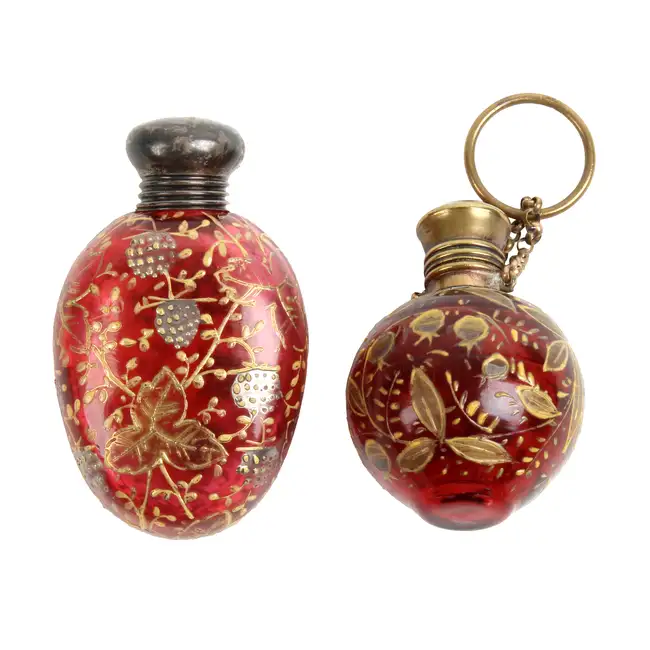Two Ruby Glass Scent Bottles