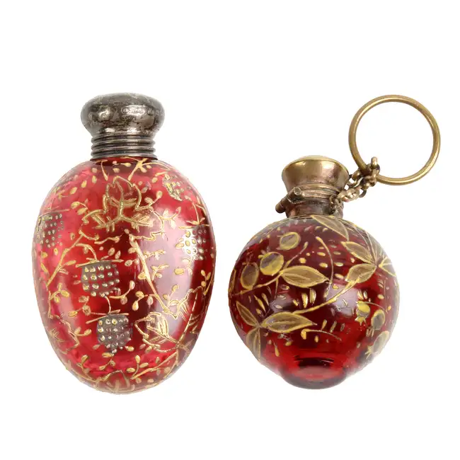 Two Ruby Glass Scent Bottles