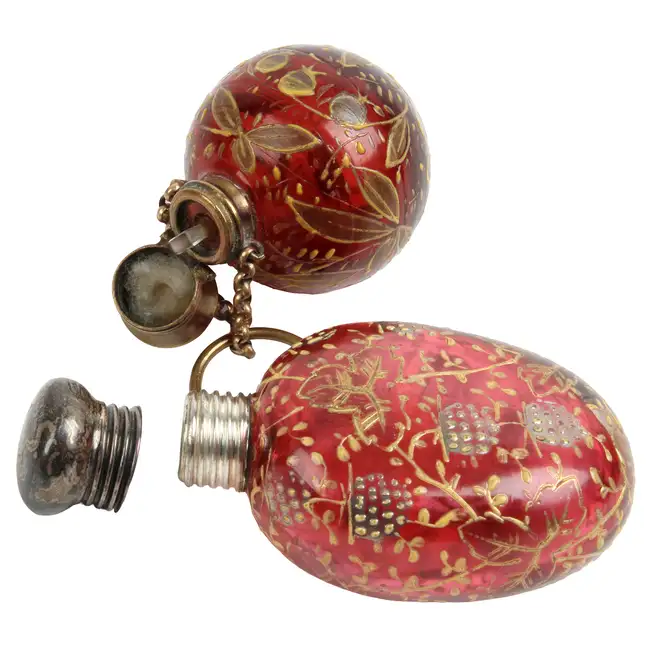 Two Ruby Glass Scent Bottles