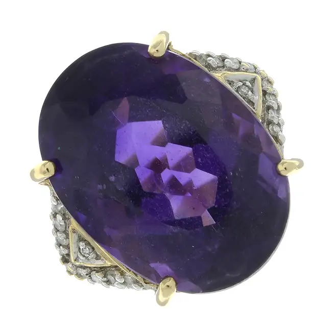 9ct gold amethyst & diamond cocktail ring