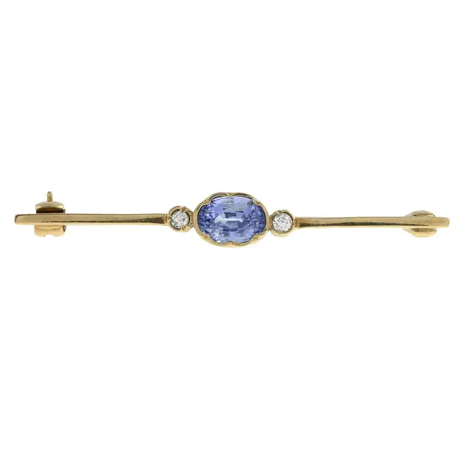 9ct gold sapphire & diamond brooch