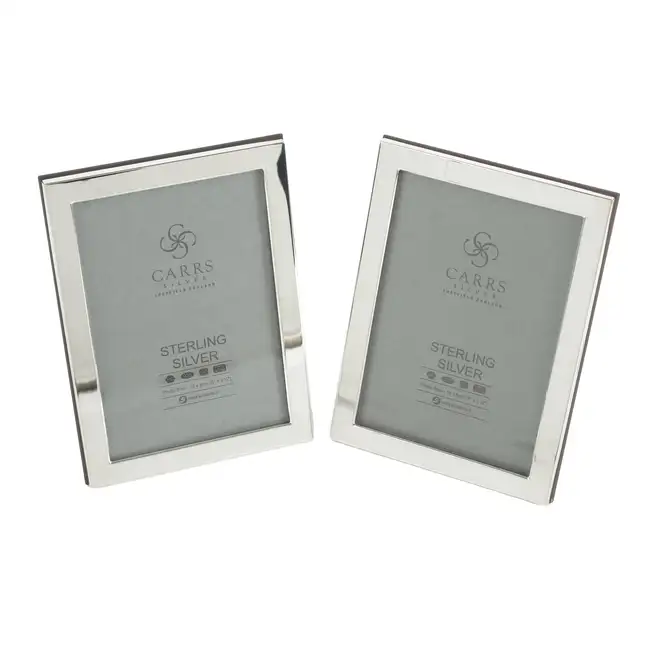 Pair of Carrs 5" x 3.5" silver photograph frames 