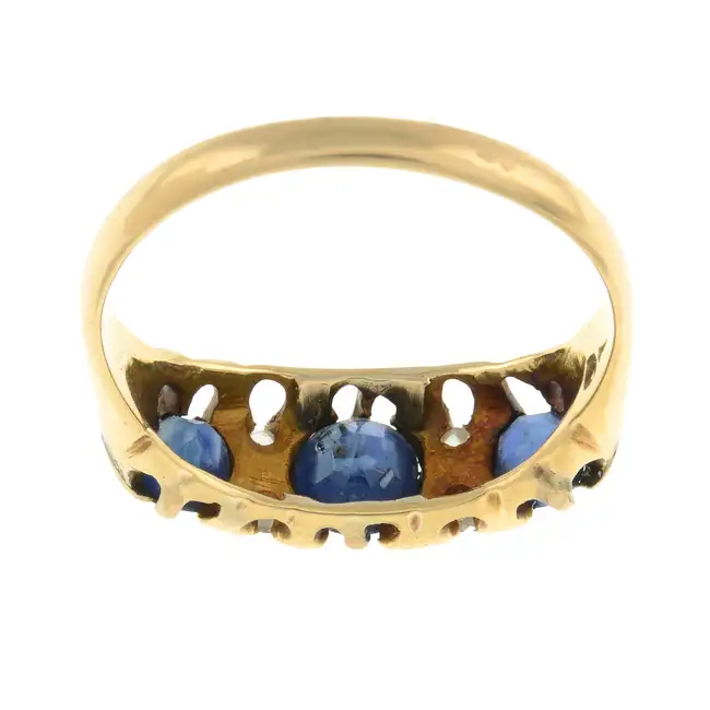 Sapphire & rose-cut diamond ring