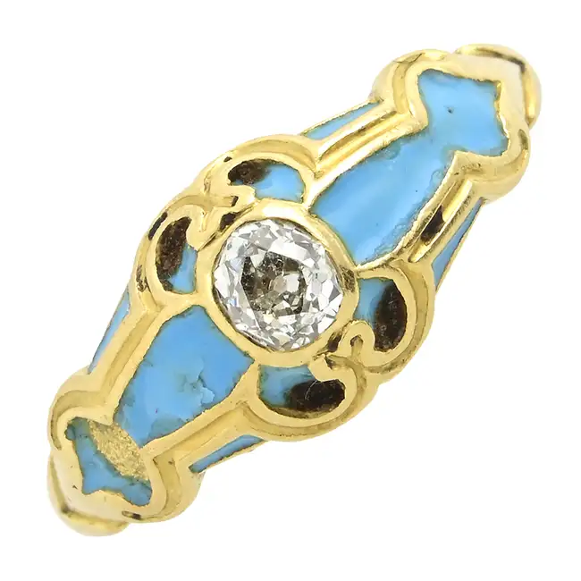 Late 19th century enamel diamond ring