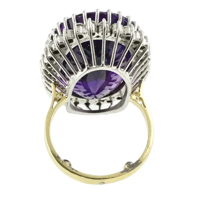 18ct gold amethyst & diamond cluster ring