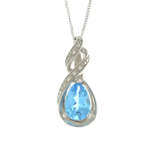 9ct gold gem pendant, with chain