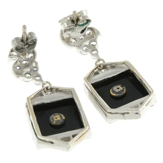 Gem & diamond geometric drop earrings