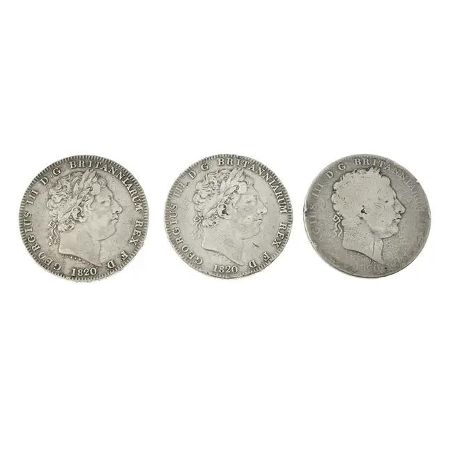 George III, Crowns 1820 LX (3)