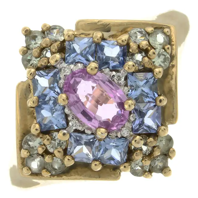 9ct gold sapphire, tanzanite, & gem dress ring