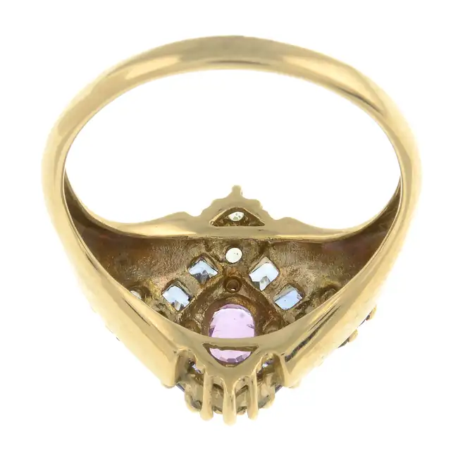 9ct gold sapphire, tanzanite, & gem dress ring