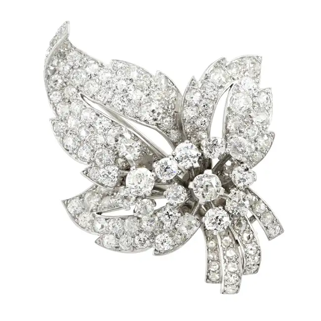 Mid 20th century platinum diamond brooch