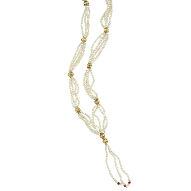 Natural pearl four-row necklace