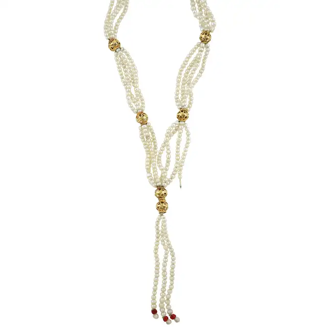Natural pearl four-row necklace