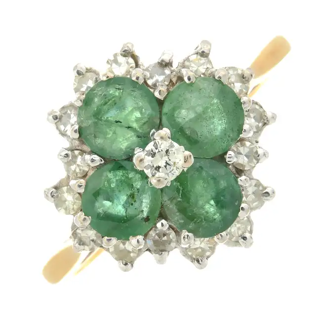18ct gold emerald & diamond ring