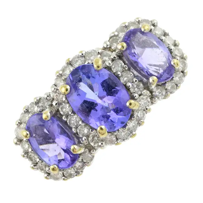 18ct gold tanzanite & diamond dress ring