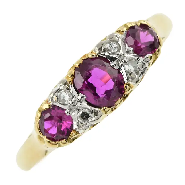 Mid 20th c. 18ct gold ruby & diamond ring